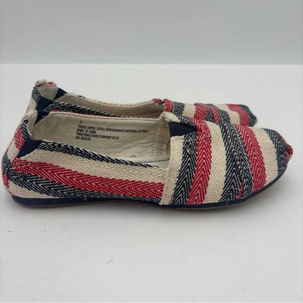 Mad‎ Love Striped Red and Navy Flats